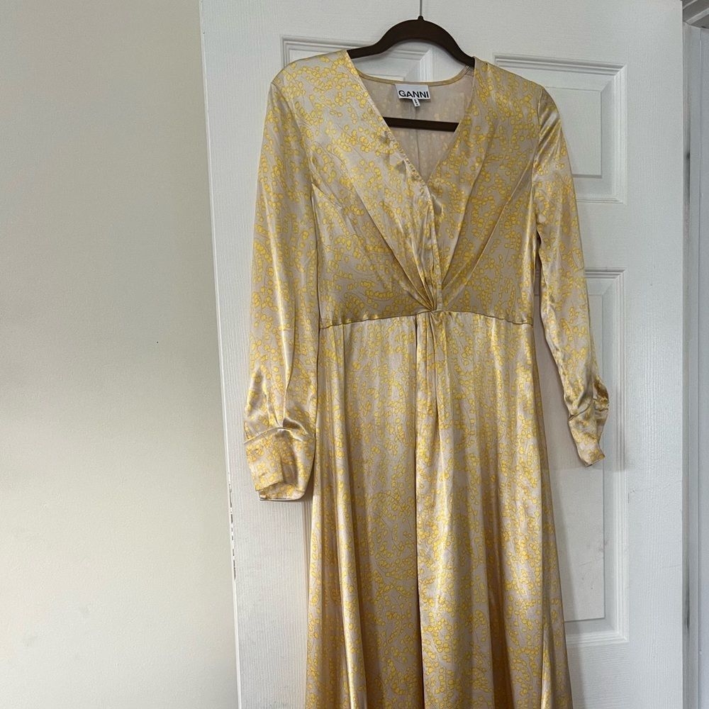 Ganni Cameron V-neck Floral Satin Maxi Dress - Picture 13 of 15